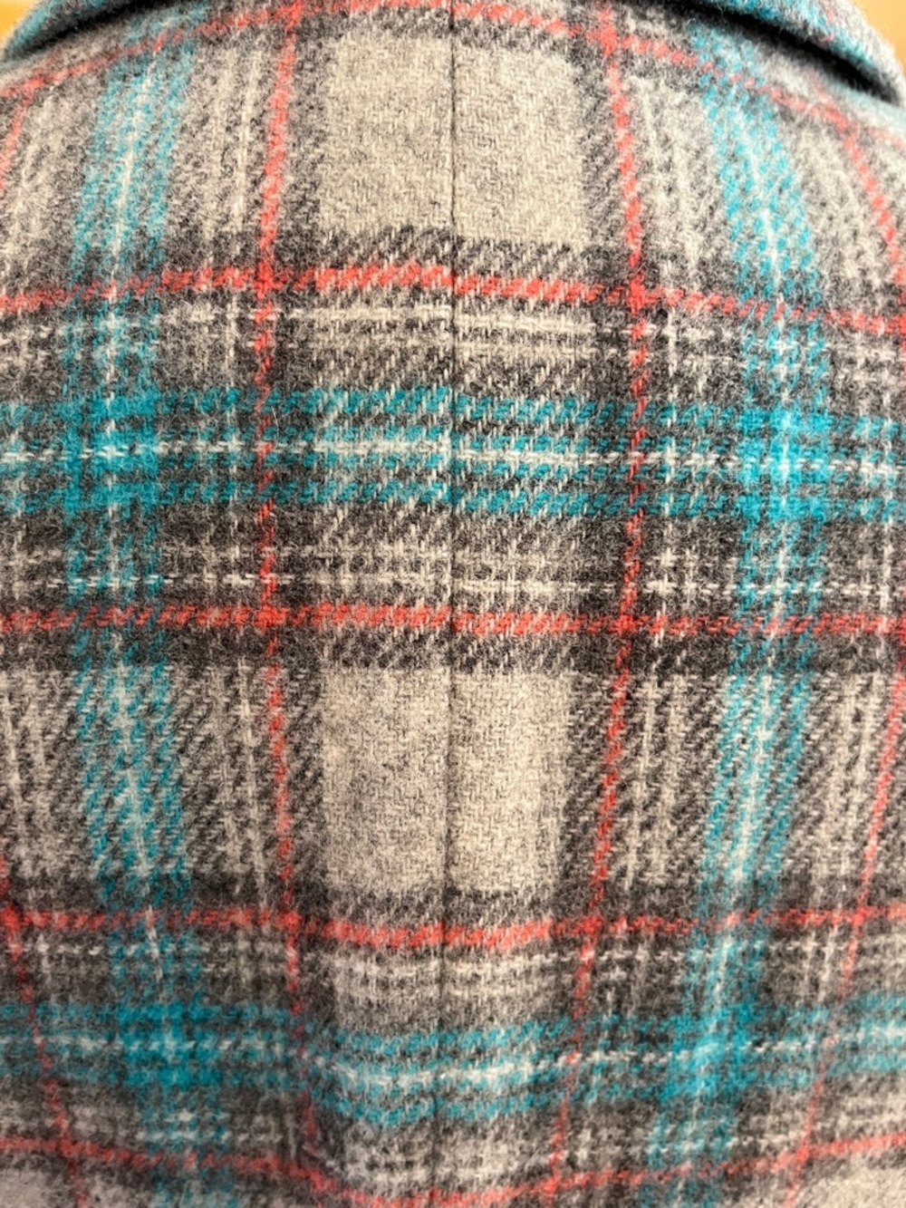 Talbots Plaid Teal,Grey,Rust & Cream Wool blend Blazer w/front pockets Size 14 - Picture 10 of 11